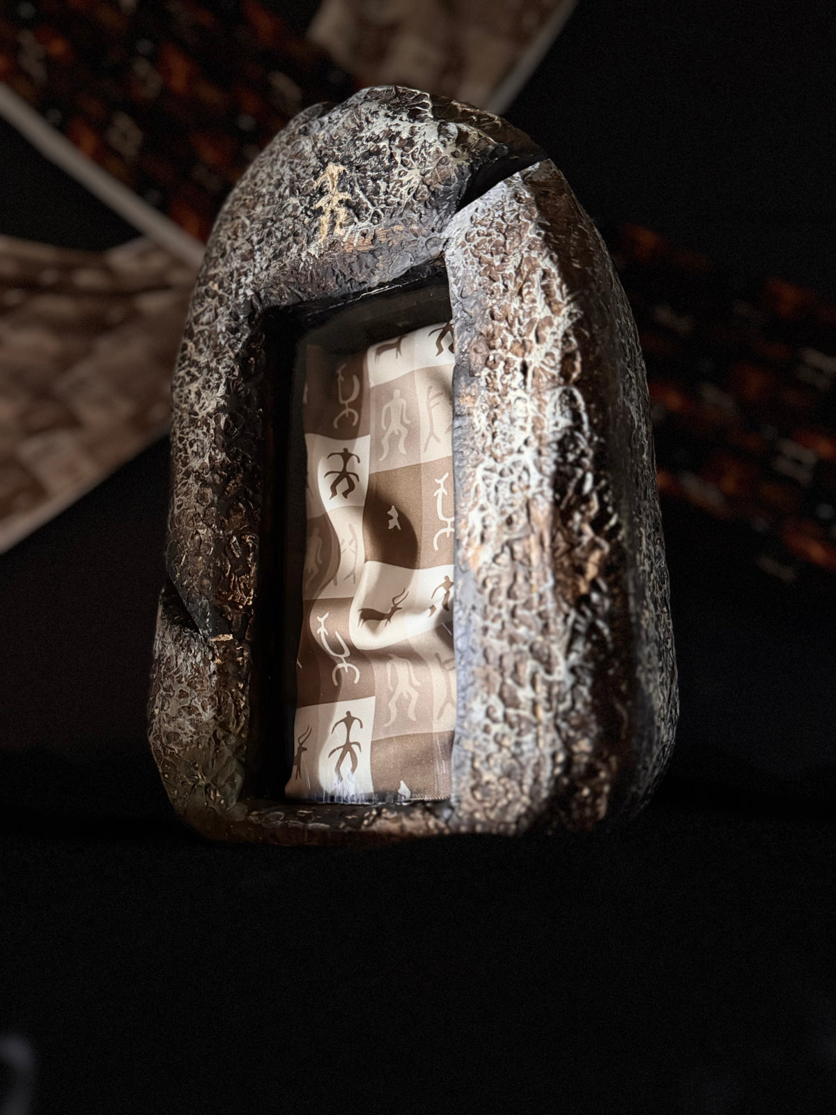 Bourkhan 100% Silk Kelaghayi Inspired by Rock Art Petroglyphs